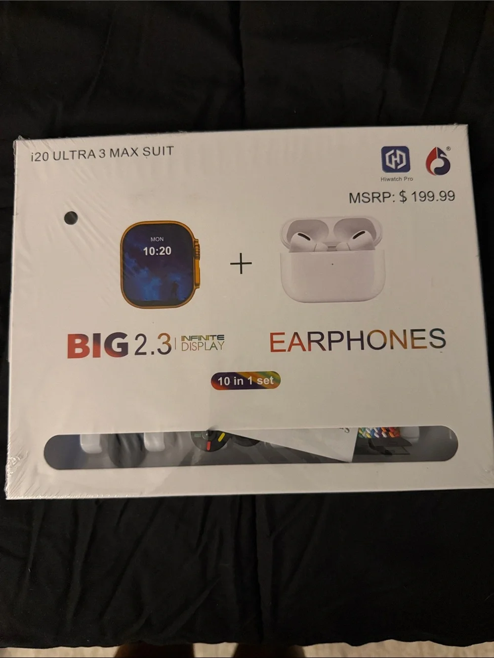 i20 Ultra 3 Max Suit Smartwatch & Earphones - White
